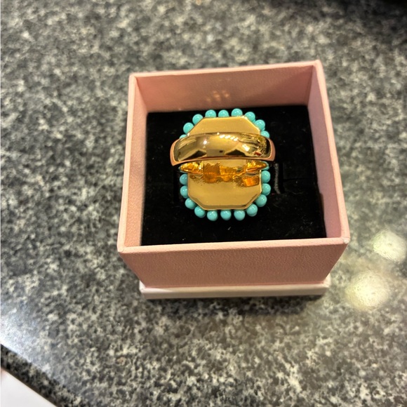 Kurt Geiger Gold and Turquoise Ring, size 6-6.5. - Picture 3 of 11